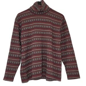 Talbots Turtleneck Top M Multi Striped Pullover Knit Long Sleeves Christmas
